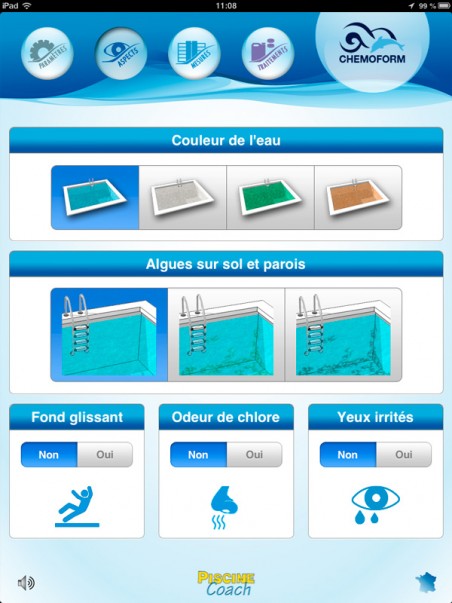 image écran 3 de diagnostic de l'application piscine coach
